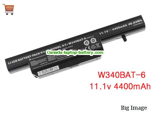CLEVO W340BAT-6 Replacement Laptop Battery 4400mAh, 48.84Wh  11.1V Black Li-ion