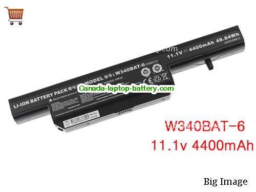 CLEVO W345EL Replacement Laptop Battery 4400mAh, 48.84Wh  11.1V Black Li-ion