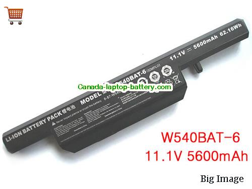 Genuine CLEVO W54-55SU1.SUW Battery 5600mAh, 62.16Wh , 11.1V, Black , Li-ion