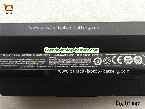 Genuine CLEVO WA50BAT-6 Battery 62Wh, 11.1V, Black , Li-ion