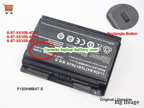 Genuine SAGER 6-87-X510S-4D74 Battery 5200mAh, 76.96Wh , 14.8V, Black , Li-ion