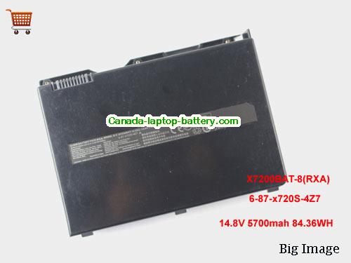 Genuine CLEVO x7200BAT-8(RXA) Battery 5700mAh, 84.36Wh , 14.8V, Black , Li-ion