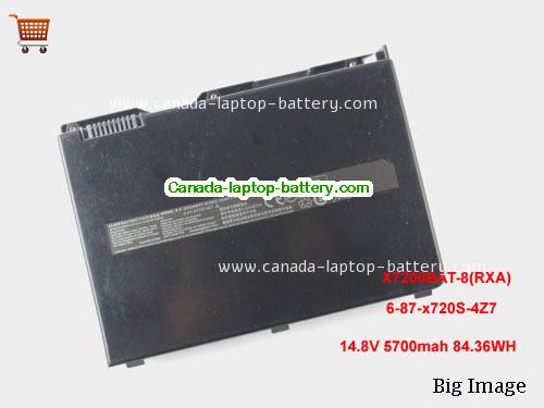 Genuine CLEVO X7200 Battery 5700mAh, 84.36Wh , 14.8V, Black , Li-ion