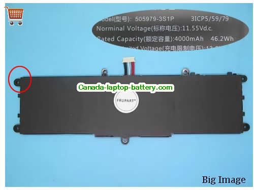 Genuine CHUWI 505979-3S1P Battery 4000mAh, 46.2Wh , 11.55V, Black , Li-ion