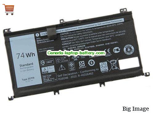 Genuine Dell Inspiron 7557 Battery 74Wh, 11.1V,  , Li-ion