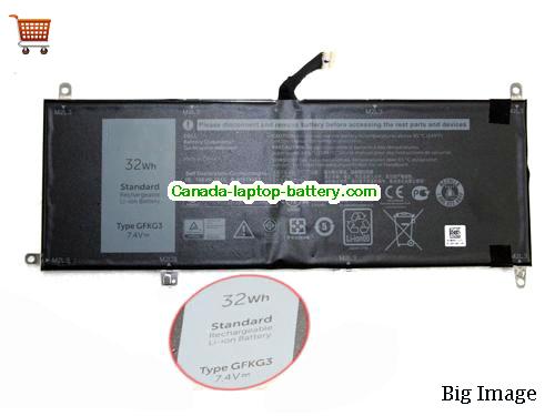 Genuine Dell GFKG3 Battery 32Wh, 7.4V, Black , Li-ion