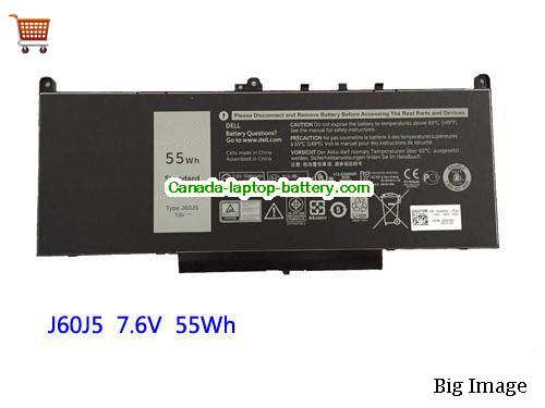 Genuine Dell J60J5 Battery 7237mAh, 55Wh , 7.6V, Black , Li-ion