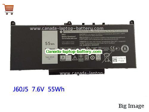 Canada Genuine 7.6V 55Wh J60J5 Battery for Dell Latitude E7270 E7470