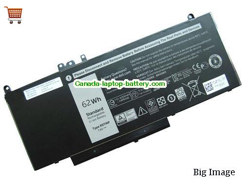 Genuine Dell WTG3T Battery 8260mAh, 62Wh , 7.6V, Black , Li-ion