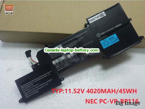 Genuine NEC PC-VP-BP116 Battery 3960mAh, 45Wh , 11.4V, Black , Li-Polymer