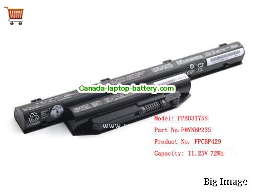 Genuine FUJITSU Lifebook E554 Battery 72Wh, 11.25V, Black , Li-lion