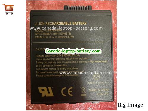 Canada Original Laptop Battery for  GTK BP3S3P2600,  Black, 7800mAh, 87Wh  11.1V