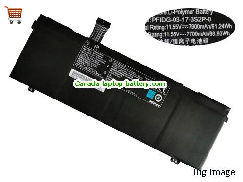 Genuine GETAC BATRPFIDG3-6102 Battery 7900mAh, 91.24Wh , 11.55V, Black , Li-Polymer