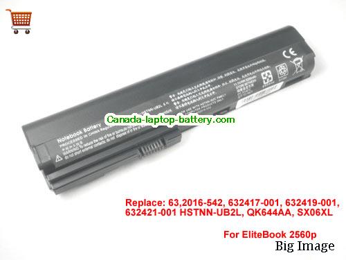 HP EliteBook 2570p series Replacement Laptop Battery 5200mAh 11.1V Black Li-ion