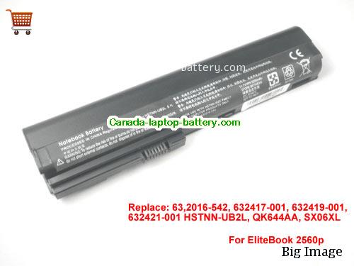 HP EliteBook 2570p series Replacement Laptop Battery 5200mAh 11.1V Black Li-ion