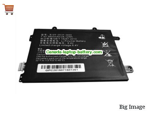Genuine HASEE PCpad CM Battery 3800mAh, 28.12Wh , 7.4V, Black , Li-Polymer