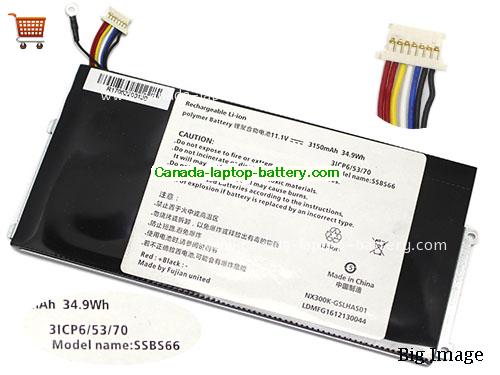 Genuine HASEE SSBS66 Battery 3150mAh, 34.9Wh , 11.1V, Black , Li-Polymer