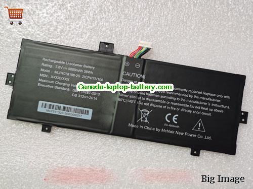 MCNAIR MLP4078106-2S Replacement Laptop Battery 5000mAh, 38Wh  7.6V Black Li-Polymer