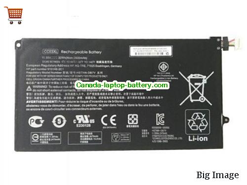 Genuine HP 910263855 Battery 2600mAh, 30Wh , 11.55V, Black , Li-Polymer