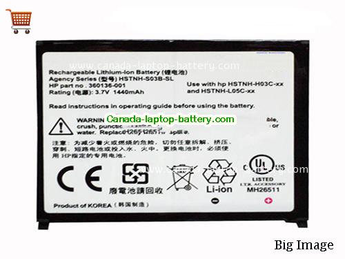 HP 367195-001 Replacement Laptop Battery 1440mAh 3.7V Black Li-Polymer