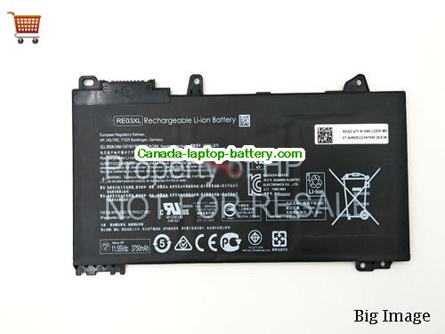 Genuine HP 450 G6 Battery 3900mAh, 45Wh , 11.55V, Black , Li-Polymer