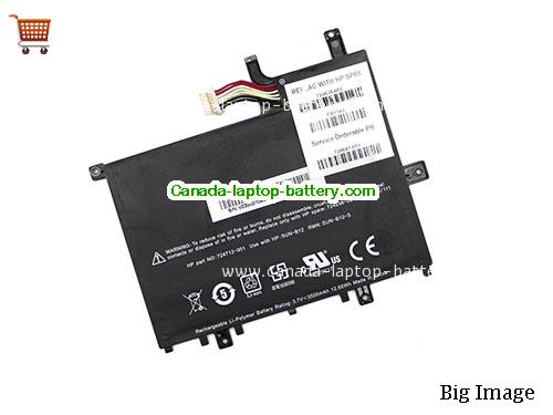 Genuine HP 724536001 Battery 3500mAh, 12.95Wh , 3.7V, Black , Li-Polymer