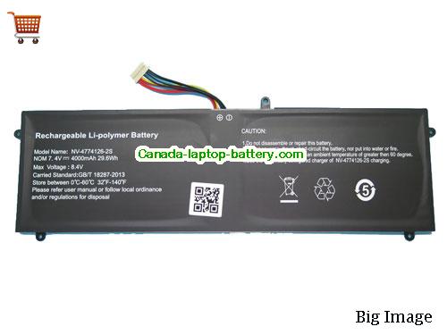 Genuine JUMPER NV47741262S Battery 4000mAh, 29.6Wh , 7.4V, Black , Li-Polymer