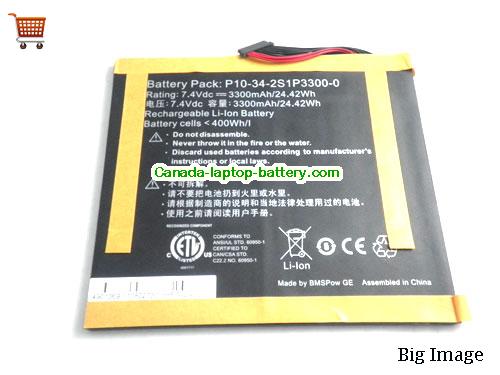 Genuine VIEWSONIC 10S Tab Battery 3300mAh, 24.42Wh , 7.4V, Black , Li-Polymer