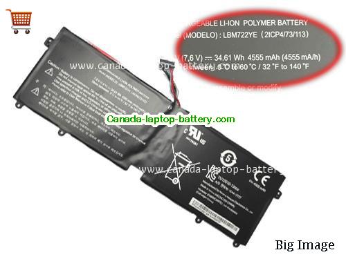 Genuine LG LBM722YE Battery 4555mAh, 34.61Wh , 7.6V, Black , Li-ion