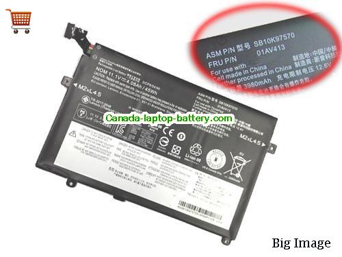 Genuine LENOVO ThinkPad E470(20H1A01RCD) Battery 3880mAh, 45Wh , 4.05Ah, 11.1V, Black , Li-ion
