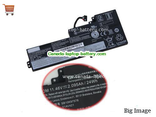 Genuine LENOVO T480 Battery 24Wh, 2.095Ah, 11.46V,  , Li-ion