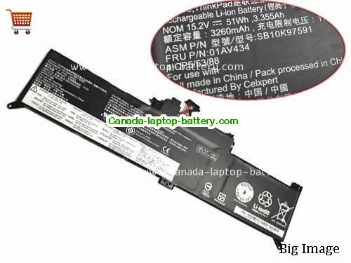 Genuine LENOVO ThinkPad New S1 201820LK000DCD Battery 3260mAh, 51Wh , 3.355Ah, 15.2V, Black , Li-ion