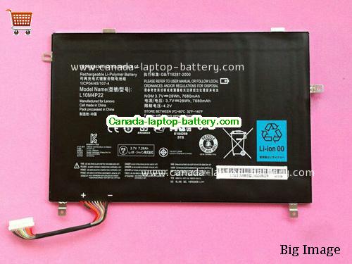 Genuine LENOVO L10M4P22 Battery 7680mAh, 28Wh , 3.7V, Black , Li-Polymer