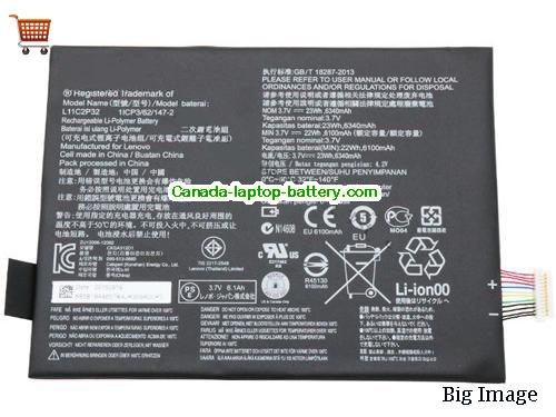 Genuine LENOVO A10-80HC Battery 6340mAh, 23Wh , 3.7V, Black , Li-ion