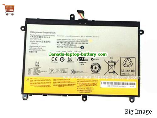 LENOVO L13L4P21 Replacement Laptop Battery 4600mAh, 34Wh  7.4V Black Li-Polymer