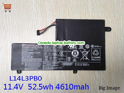 Genuine LENOVO L14L3PBO Battery 4610mAh, 52.5Wh , 11.4V, Black , Lithium-ion