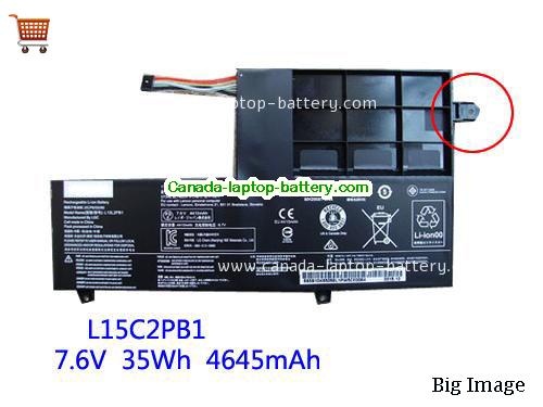 Genuine LENOVO Yoga 510-14ISK(80S700FUGE) Battery 4610mAh, 35Wh , 7.6V, Black , Li-ion