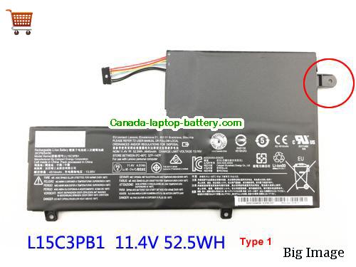 Genuine LENOVO IdeaPad 520s-14IKB-80X200EUGE Battery 4645mAh, 52.5Wh , 11.4V, Black , Li-ion
