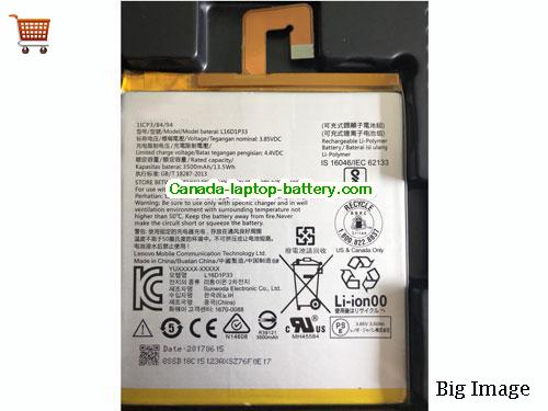 Genuine LENOVO L16D1P33 Battery 3500mAh, 13.5Wh , 3.85V, Sliver , Li-Polymer