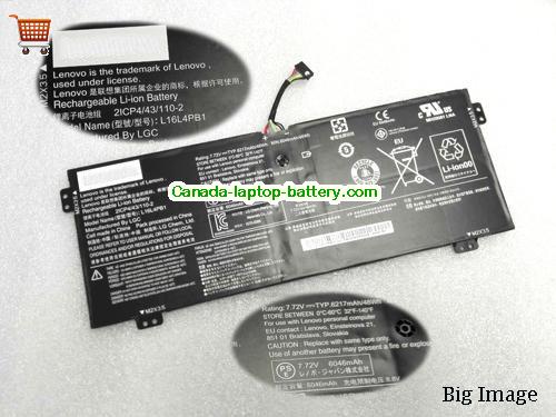 Genuine LENOVO L16M4PB1 Battery 6217mAh, 48Wh , 7.72V, Black , Li-ion