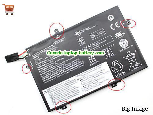 Genuine LENOVO ThinkPad L580 Battery 3880mAh, 45Wh , 4.05Ah, 11.1V, Black , Li-Polymer