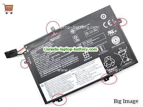 Genuine LENOVO ThinkPad L480 Battery 3880mAh, 45Wh , 4.05Ah, 11.1V, Black , Li-Polymer