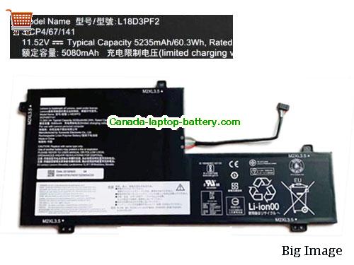 Canada Genuine Lenovo L18D3PF2 Battery Li-Polymer 3ICP4/67/140 11.52v 5235mah