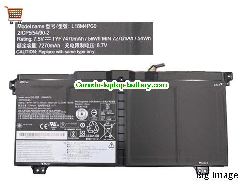 Genuine LENOVO L18D4PG0 Battery 7470mAh, 56Wh , 7.5V, Black , Li-Polymer