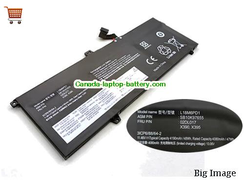 LENOVO L18D6PD1 Replacement Laptop Battery 4190mAh, 48Wh  11.46V Black Li-Polymer