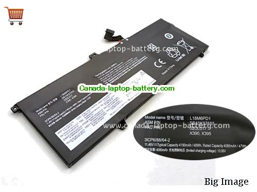 LENOVO L18D6PD1 Replacement Laptop Battery 4190mAh, 48Wh  11.46V Black Li-Polymer