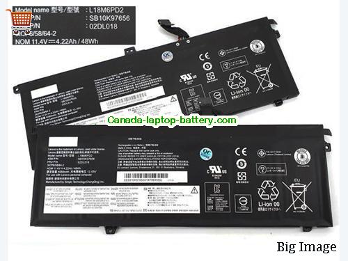 Canada Genuine Lenovo L18M6PD2 Battery 02DL018 Li-Polymer Rechargerable 48Wh