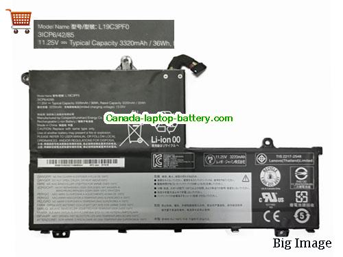 Canada Genuine Lenovo L19C3PF0 Battery SB10V25232 Rechargeable Li-Polymer 36Wh