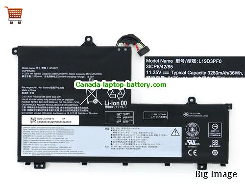 Canada Genuine Lenovo L19D3PF0 Battery SB10V25243 Li-Polymer Rechargeable 36Wh 11.25v 
