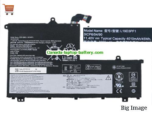 Genuine LENOVO L19D3PF1 Battery 4010mAh, 45Wh , 11.4V, Black , Li-Polymer